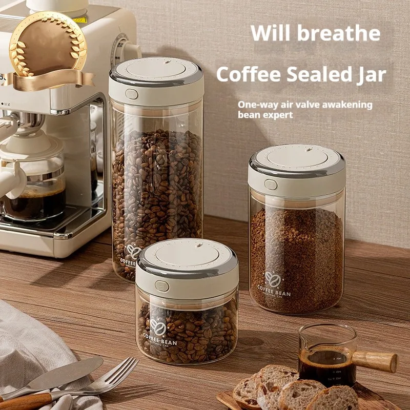 Pot scellé sous vide de grains de café de qualité alimentaire avec traqueur de date et conteneurs de
