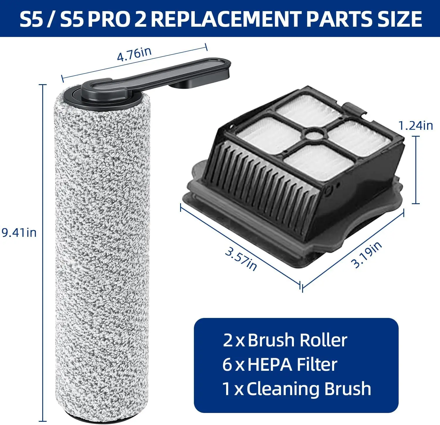 IFloor ONE S5 rouleau de brosse et filtre HEPA de remplacement pour aspirateur sec et humide sans fi