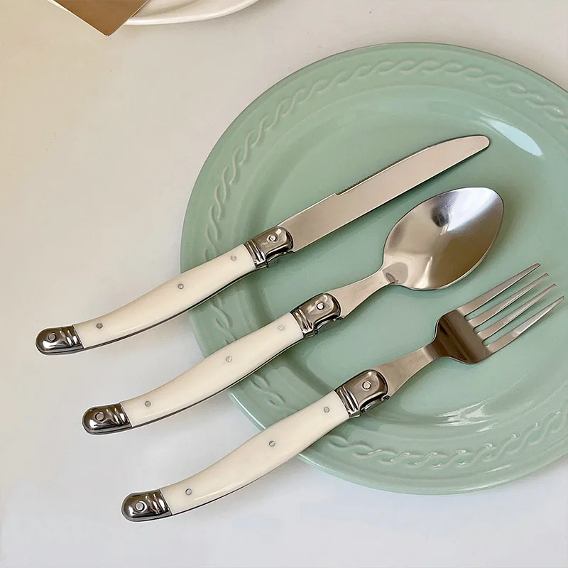 Laguiole – ensemble de couverts, couteau à Steak, fourchette, cuillère à dîner, cuillère à café, cou