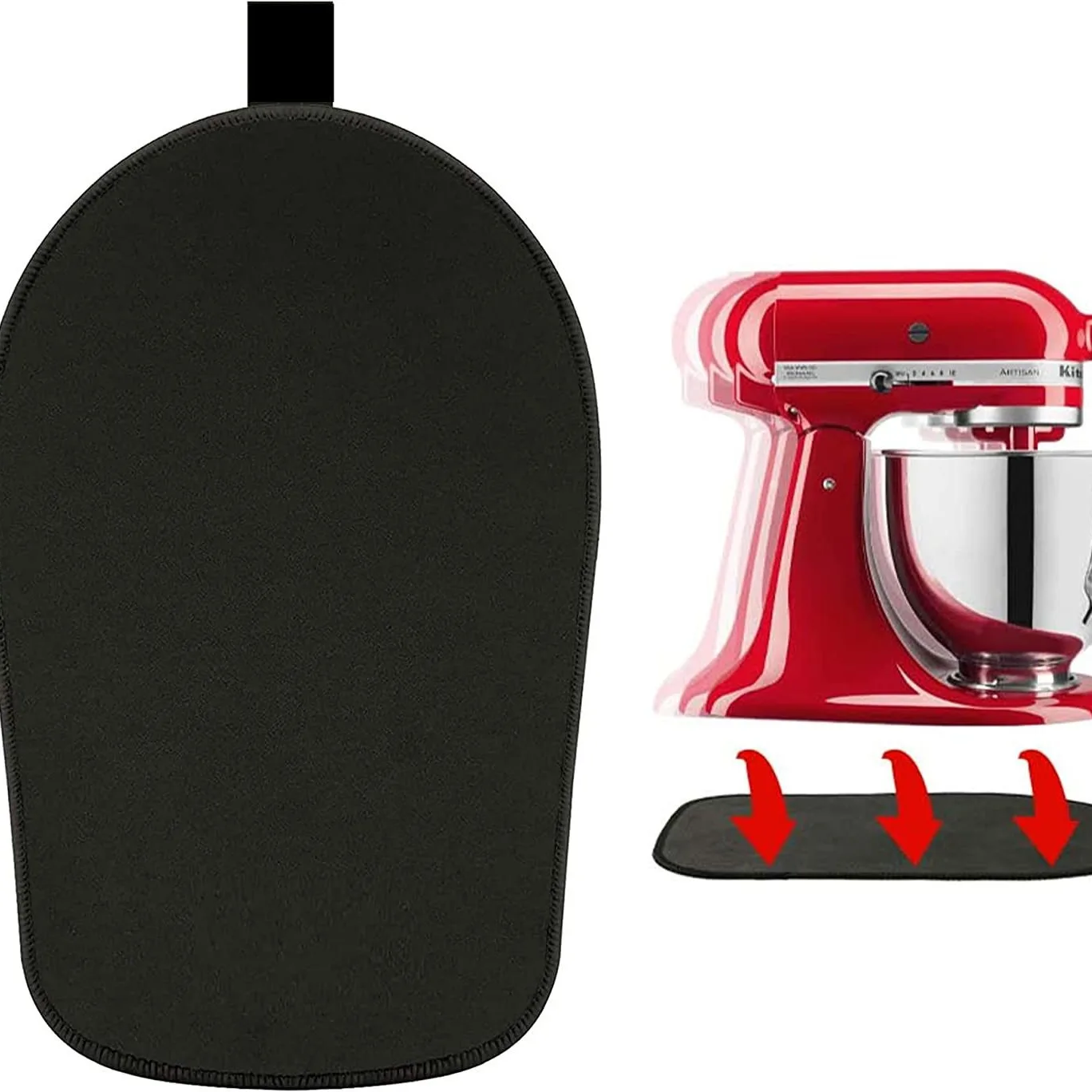 Tapis coulissant pour batteur sur socle inclinable KitchenAid, noir, 6,5L-8L