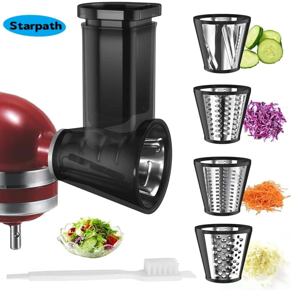 Robot culinaire KitchenAid avec trancheuse et râpe, 4 lames : râpe à fromage, hachoir à légumes, tra