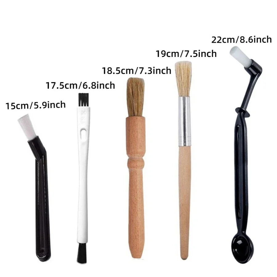 Ensemble de 5 brosses à expresso - Brosse de nettoyage en bois pour moulin à café et machine à expre