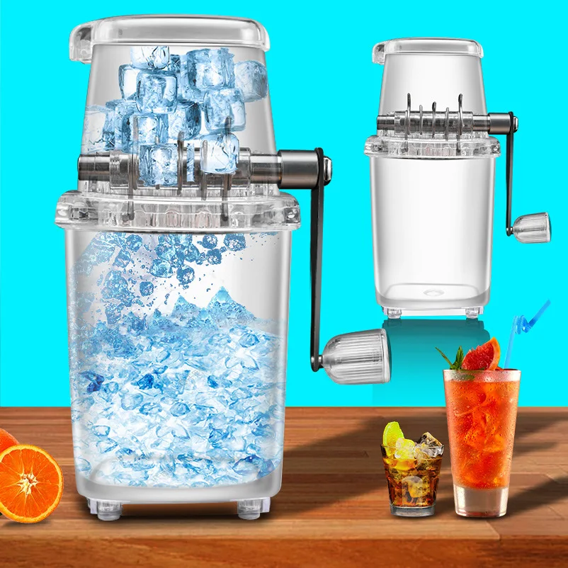 Petit broyeur à glace manuel domestique, transparent, multi-usages, manivelle, rasoir à glace, cuisi