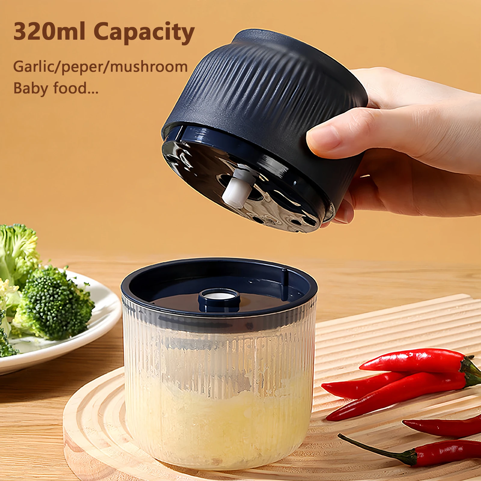 Mini hachoir électrique 320 ml USB pour ail, piment, gingembre, légumes, aliments pour bébés – Outil