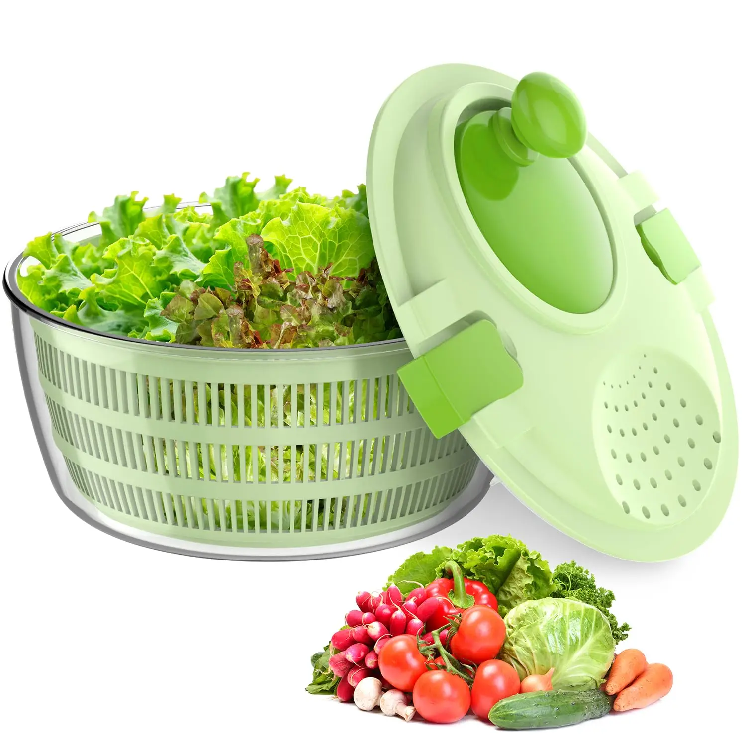 Lave-salade et essoreuse, essoreuse à laitue 4,5 L avec panier de lavage pour légumes et bol de serv