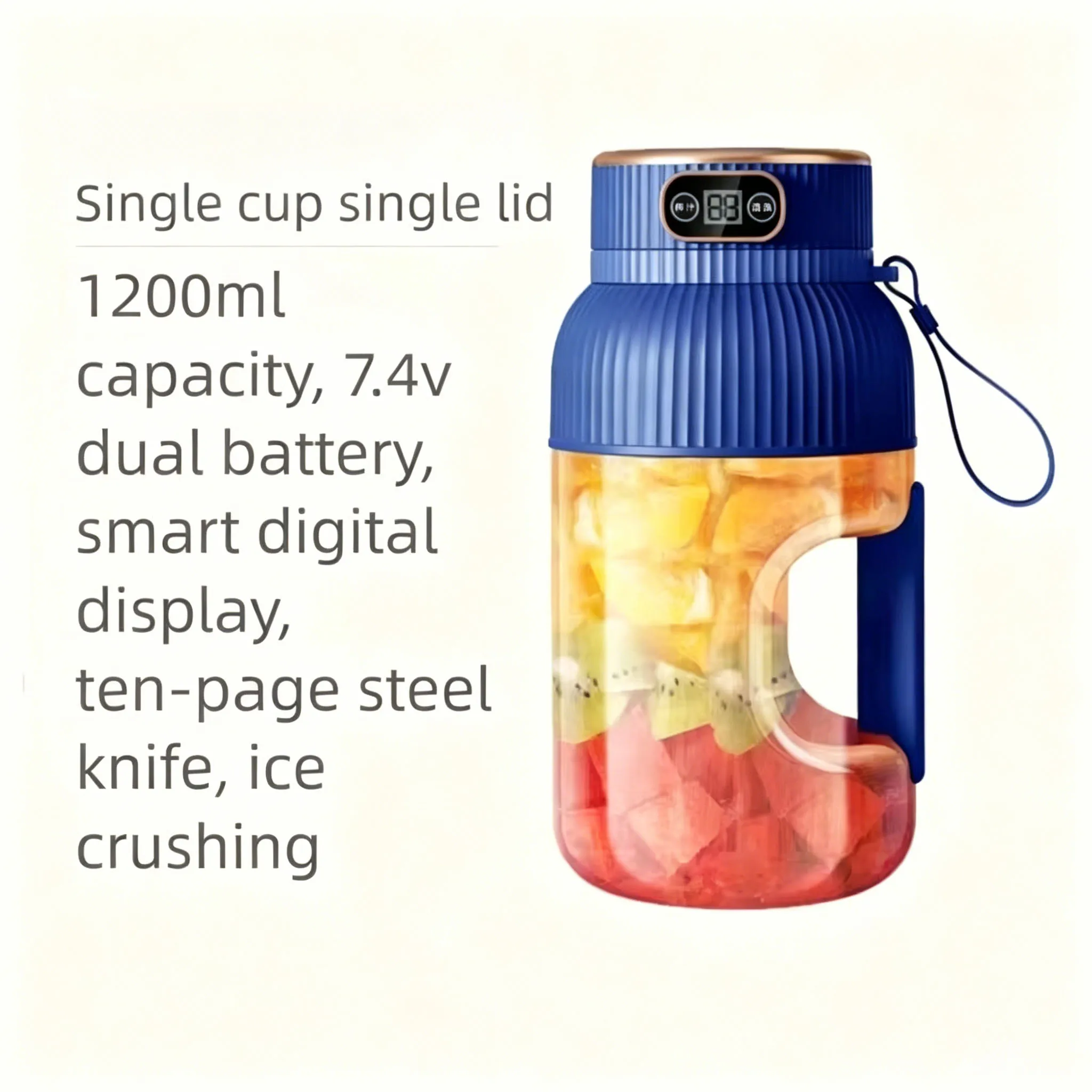 Mixeur Électrique Portable pour Fruits, Tasse à Jus Grande Capacité, Bouteille de Préparation Rapide