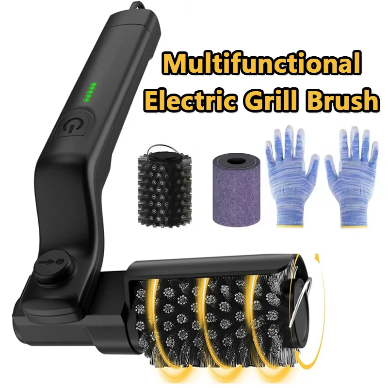 Brosse de nettoyage de gril électrique, outil de nettoyage rotatif pour barbecue, 3 vitesses, 2600mA
