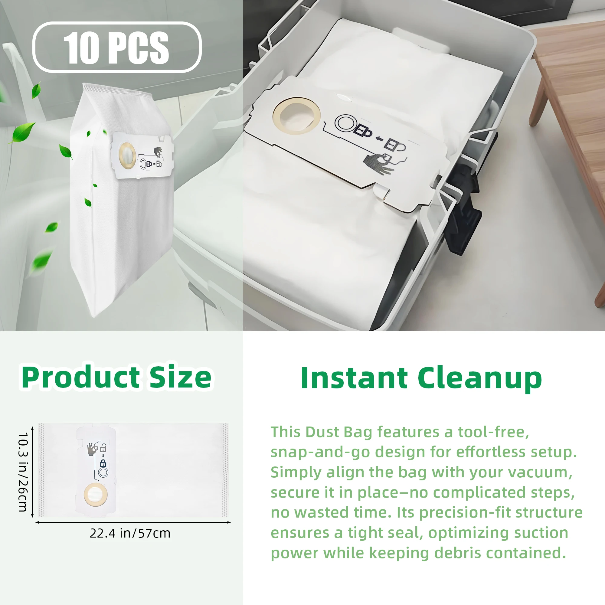 Paquet de 10 pour sac d'aspirateur Festool 204308 CT compatible avec Festool CT MINI, CT MINI I, CT