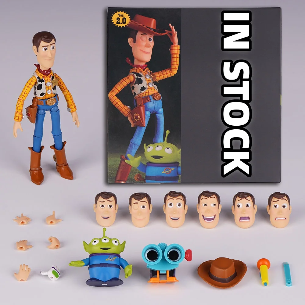 Figurine articulée Kaiyodo Revoltech Toy Story Woody Ver 2.0, cowboy Woody avec accessoires Alien, m