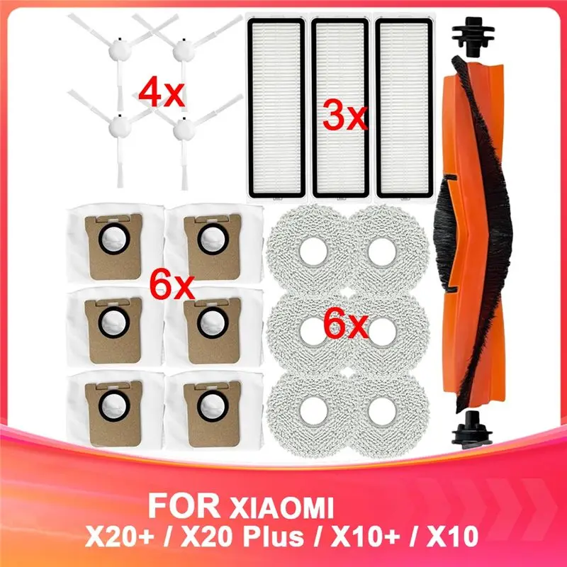 Kit d'accessoires AUAU pour aspirateur robot Xiaomi X20+/ X20 Plus/ X10+/X10 Plus, pièces de rechang