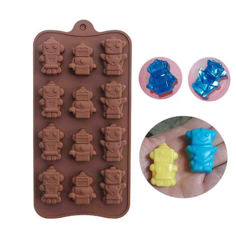 Moule à chocolat robot 3D en silicone, pour bonbons, MSI, pudding, dessert, glace, à faire soi-même