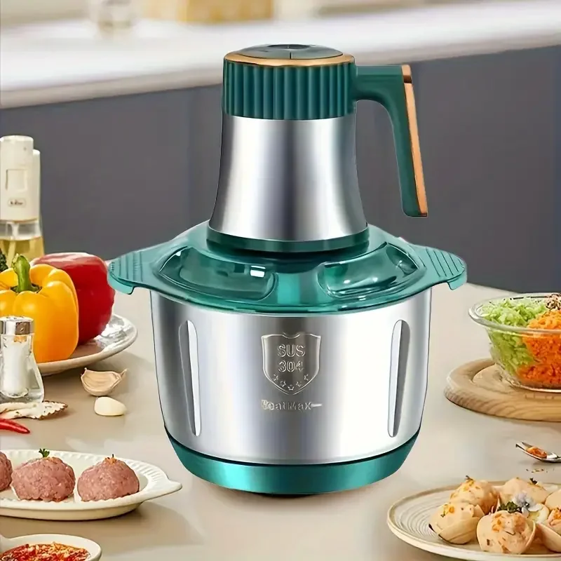 Robot culinaire en acier inoxydable 5L avec système à 6 lames – Hachoir à viande rapide et hachoir à