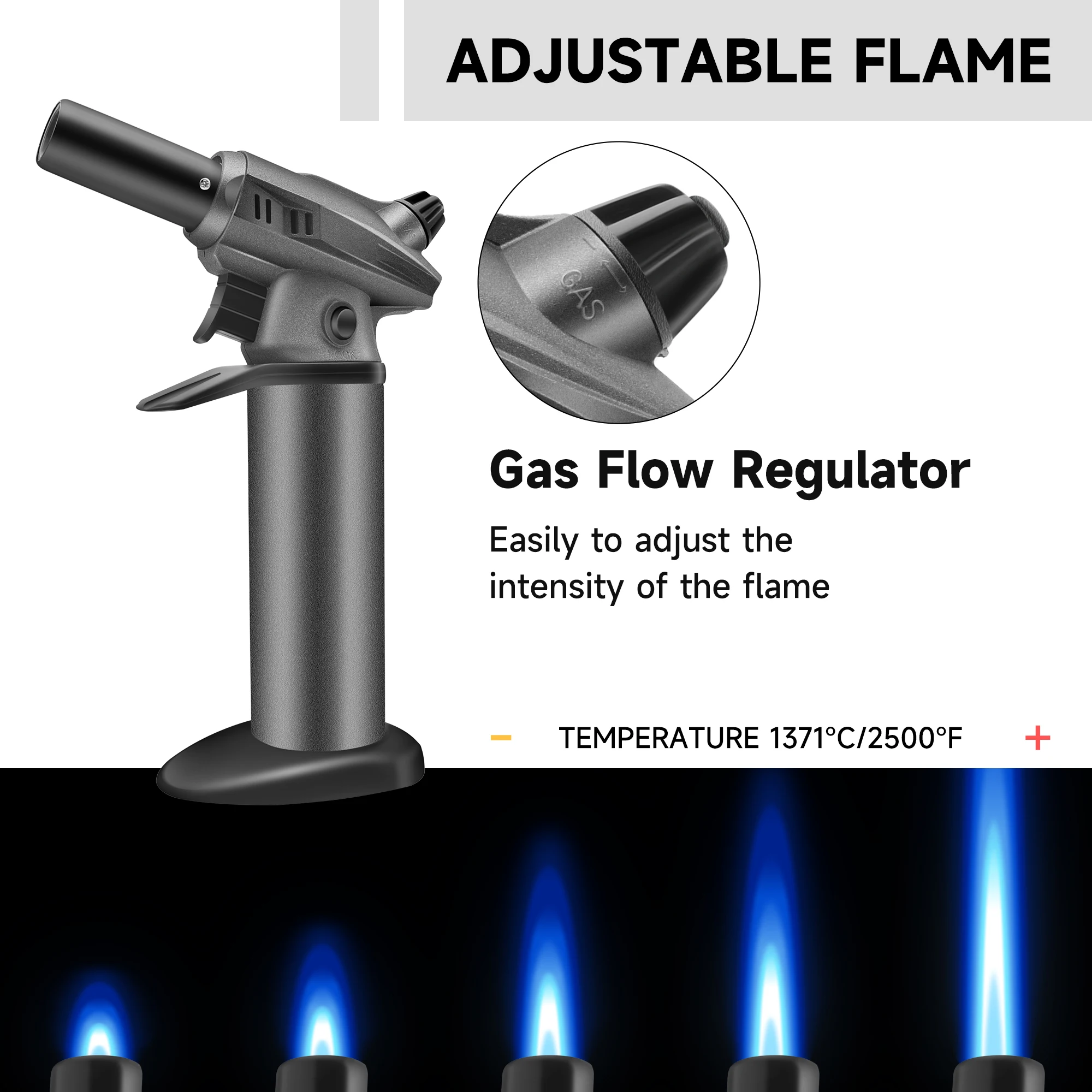 Torche au butane professionnelle haute puissance, contrôle de la flamme de précision, illable au quo