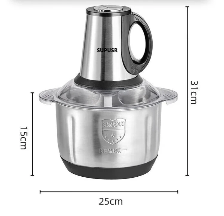 Hachoir à viande électrique 5L en acier inoxydable, grande capacité, pour usage commercial et domest