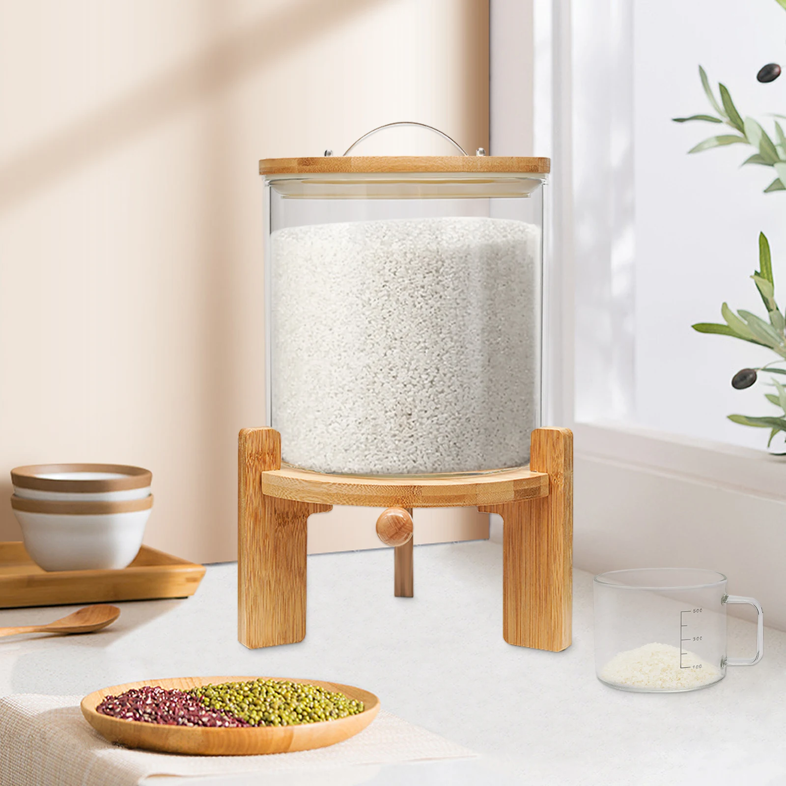 Récipient hermétique de stockage des aliments avec couvercle, kit de distributeur de maïs, haricots,