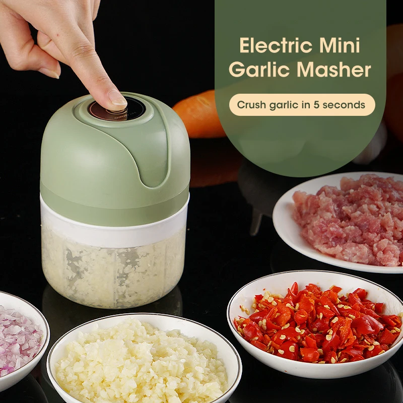 Broyeur d'ail électrique de 250ml, hachoir alimentaire de cuisine, hachoir à viande Portable USB, ha