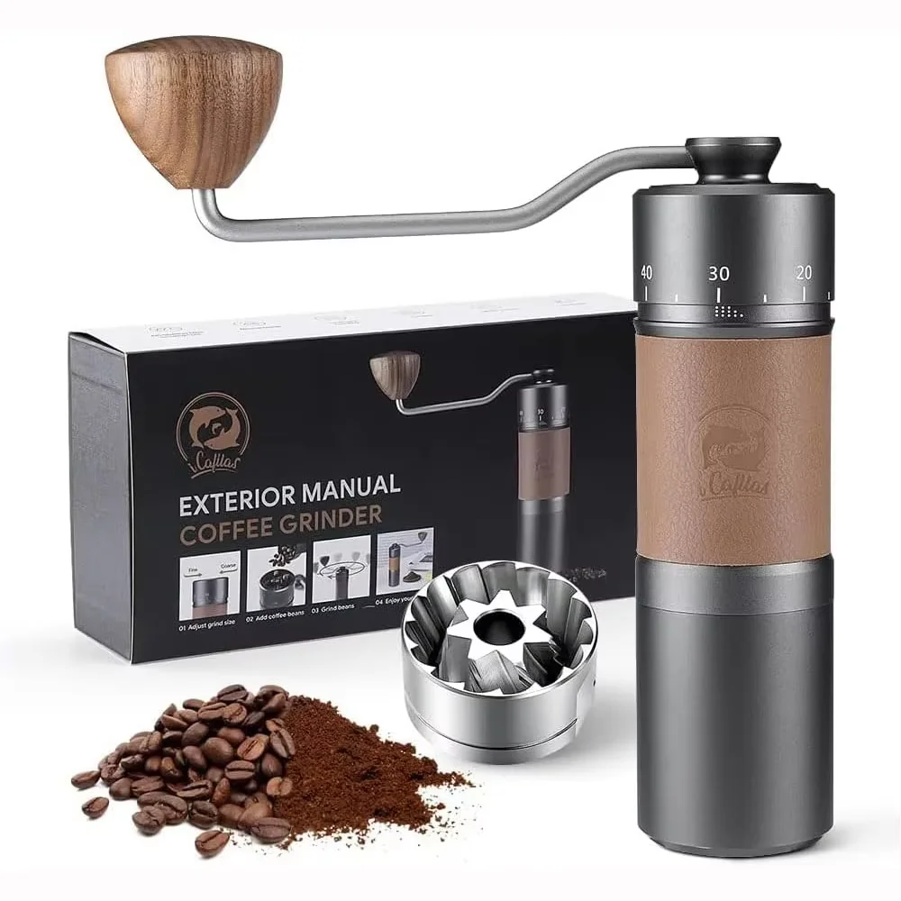 Icafilas – moulin à café manuel en acier inoxydable 420, moulin à grains de café à 7 cœurs, épaisseu