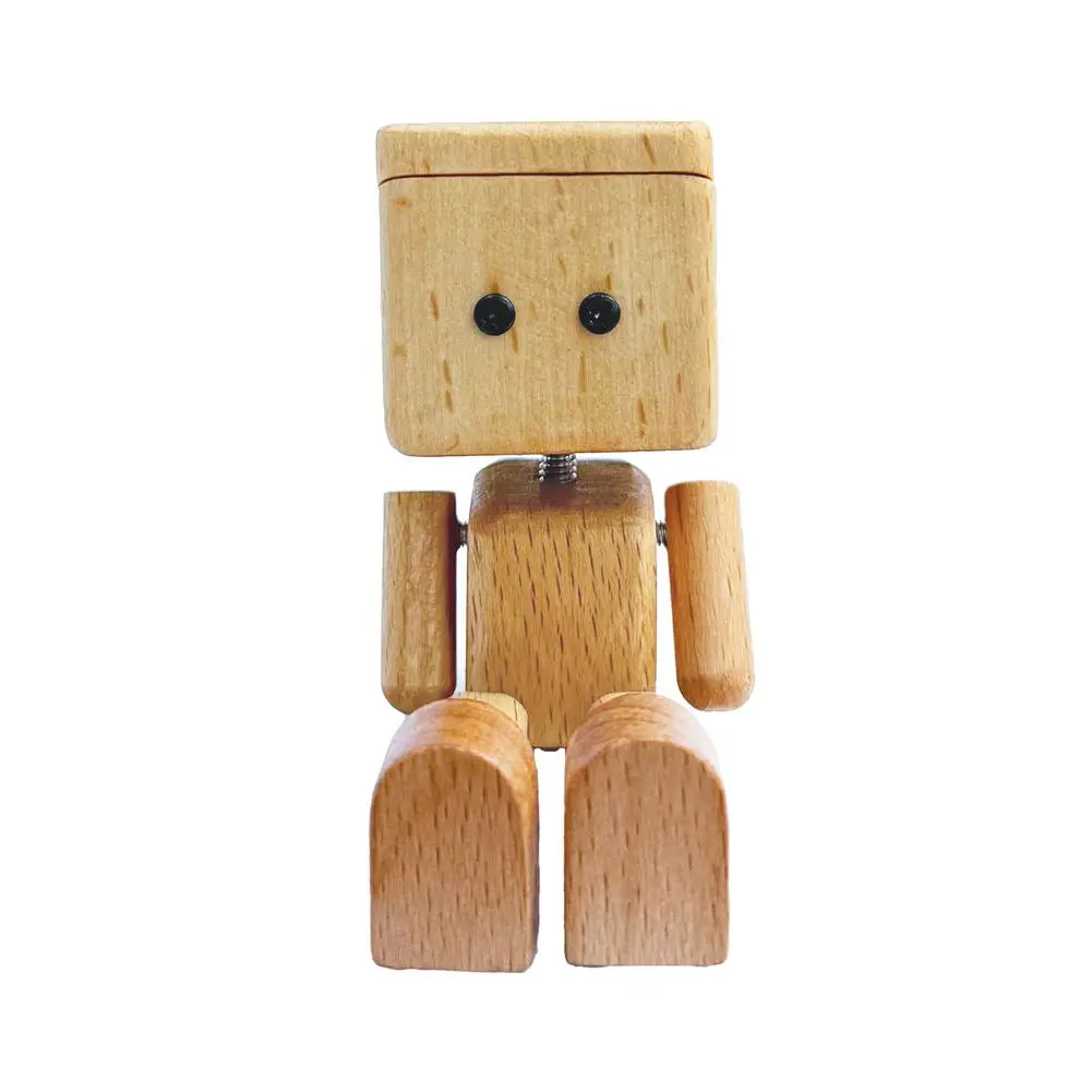Figurine d'homme en bois secouant, Robot oscillant des jambes, mignon, intérieur de voiture, ornemen