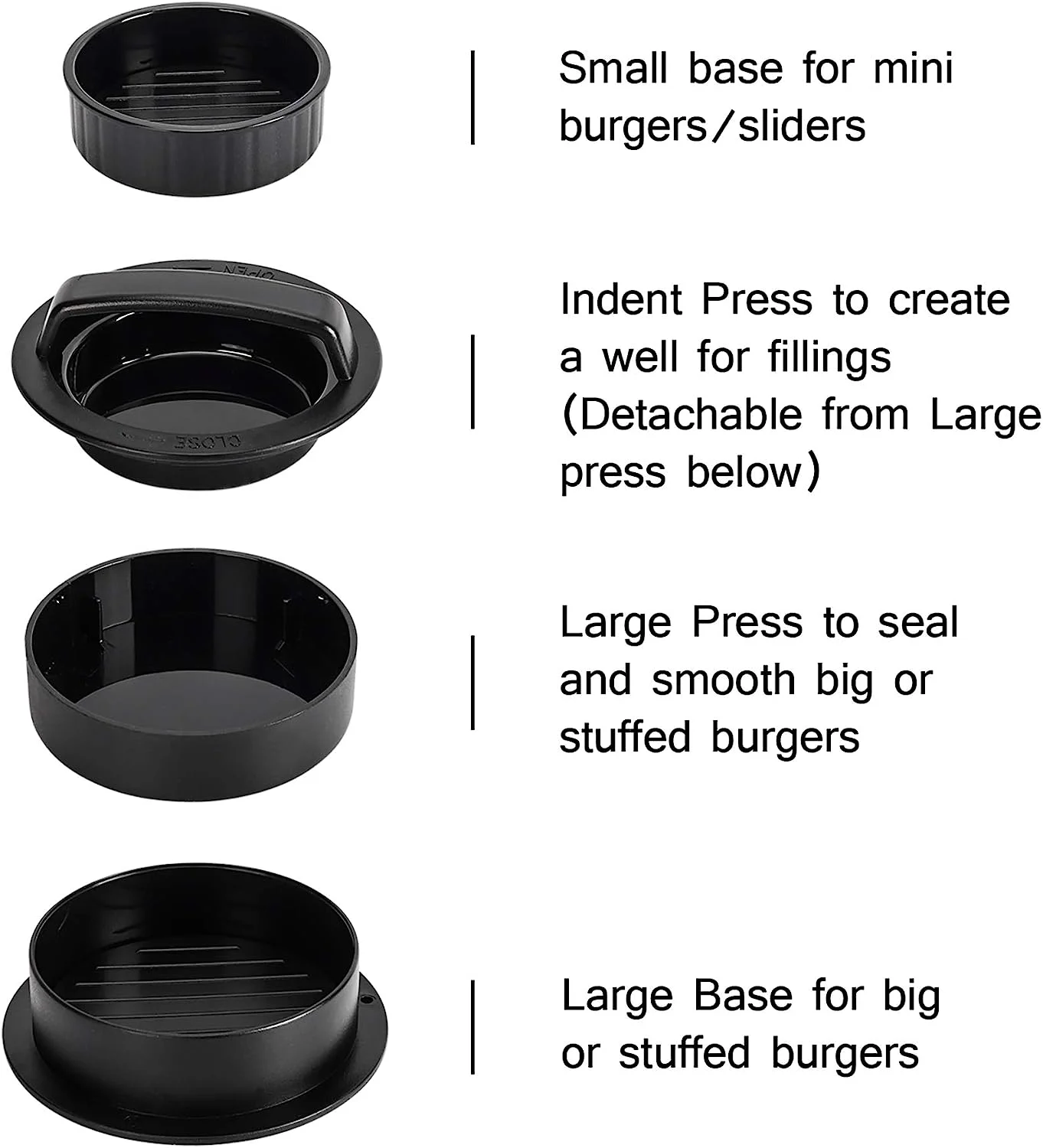 Presse à hamburgers 3 en 1, machine à galettes, antiadhésive, pour la viande, le bœuf, les légumes,