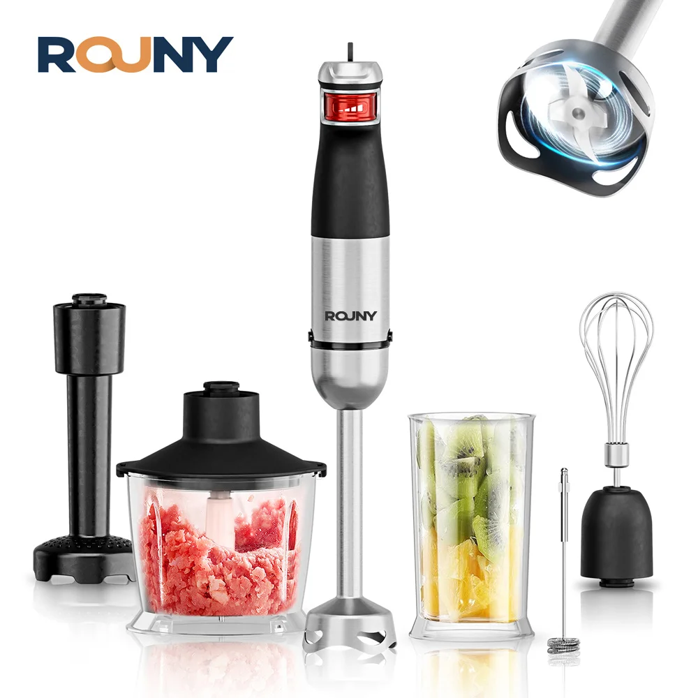 Mixeur Plongeant Électrique Portable 6-en-1 Multifonction, Lames en Acier Inoxydable, Maison & Cuisi