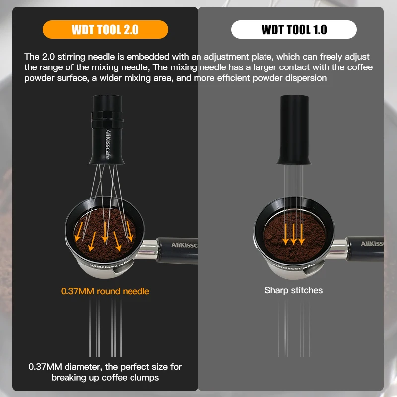 Distributeur d'aiguilles à café WDT Tools 2.0, agitateur réglable, niveleur de poudre magnétique pou