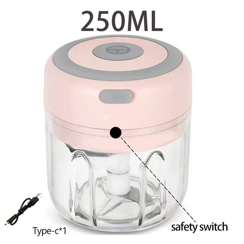 Hachoir électrique (250ML), 3 lames pour hacher, meuler, hacher, fouetter, 30W