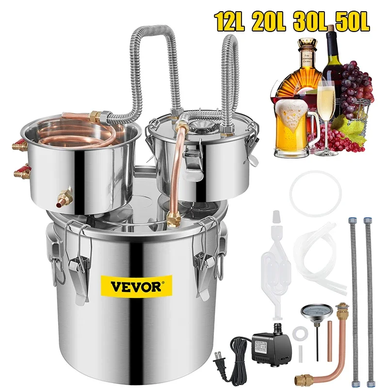 SucceBuy 12L 20L 30L 50L distillateur de brassage d'alcool bricolage appareil Moonshine acier inoxyd