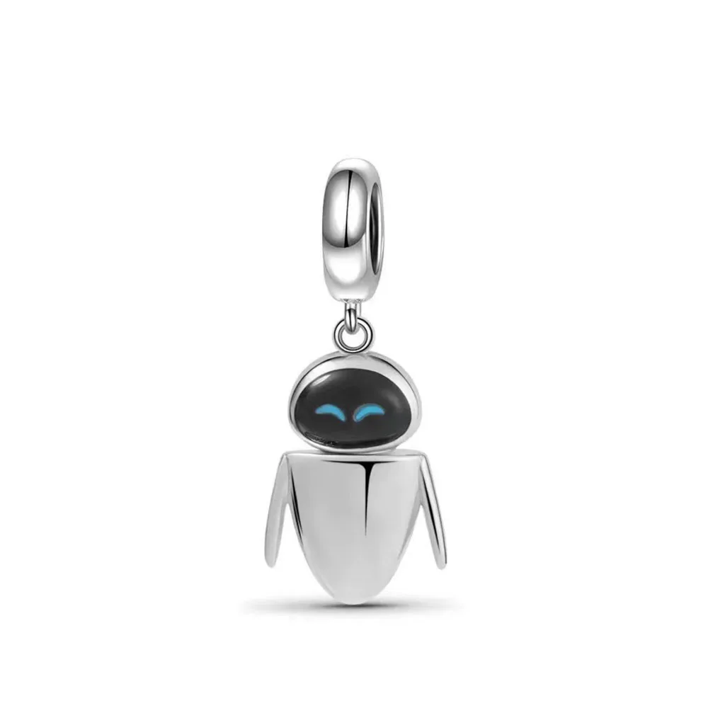 Nouveau Pendentif Robot en Argent 925, Breloque Perle pour Bracelet Original Femme, Bijou Fin à Susp