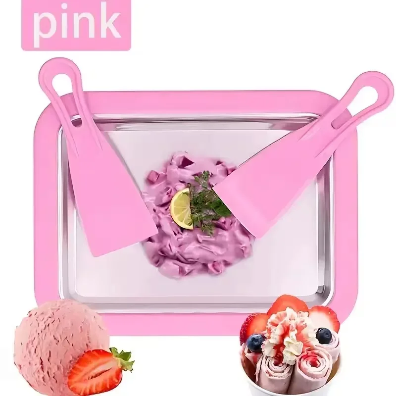Machine à glace roulée instantanée pour la maison avec 2 spatules, pour sorbet et yaourt glacé DIY,