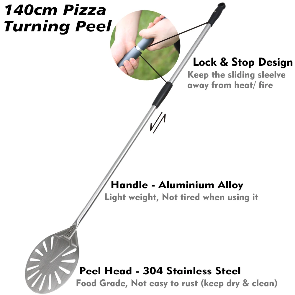 PizzAtHome 56 pouces en acier inoxydable tournant peau ronde Pizza tournant pelle amovible tournant