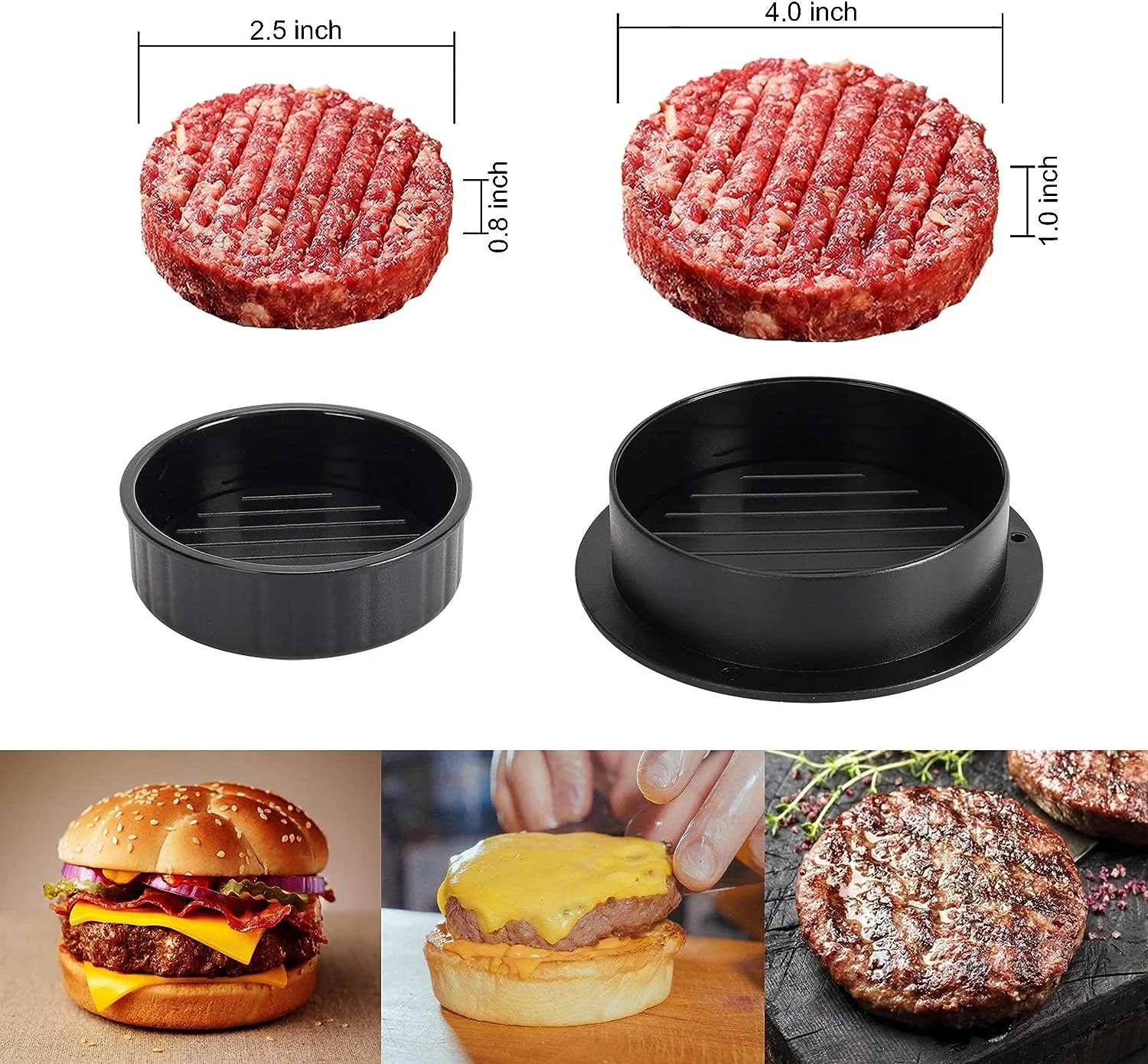 Presse à hamburgers 3 en 1, machine à galettes, antiadhésive, pour la viande, le bœuf, les légumes,