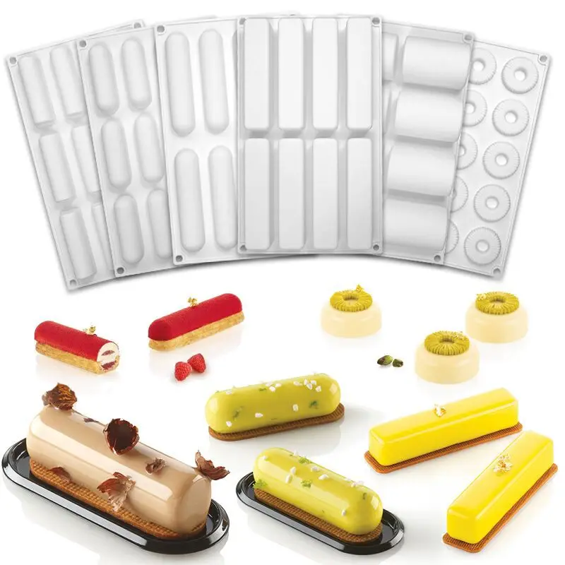 Moule à gâteau en silicone ovale long pour mousse, pâtisseries et desserts, plateau de cuisson DIY p