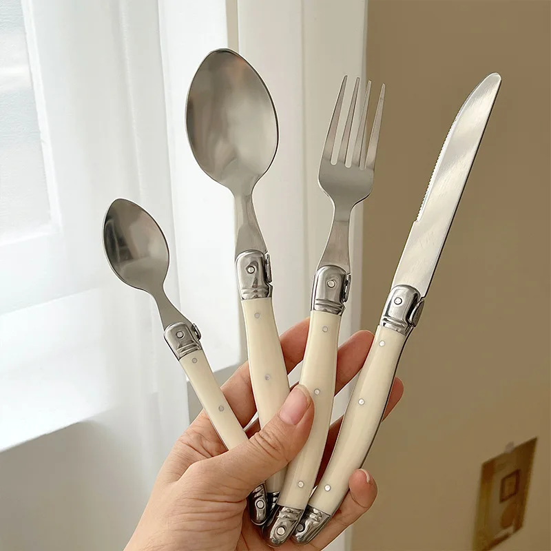 Laguiole – ensemble de couverts, couteau à Steak, fourchette, cuillère à dîner, cuillère à café, cou