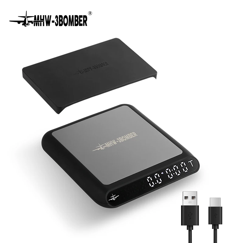 MHW-3BOMBER Smart Drip Espresso Balance à café avec minuterie automatique Chargement USB Balance éle