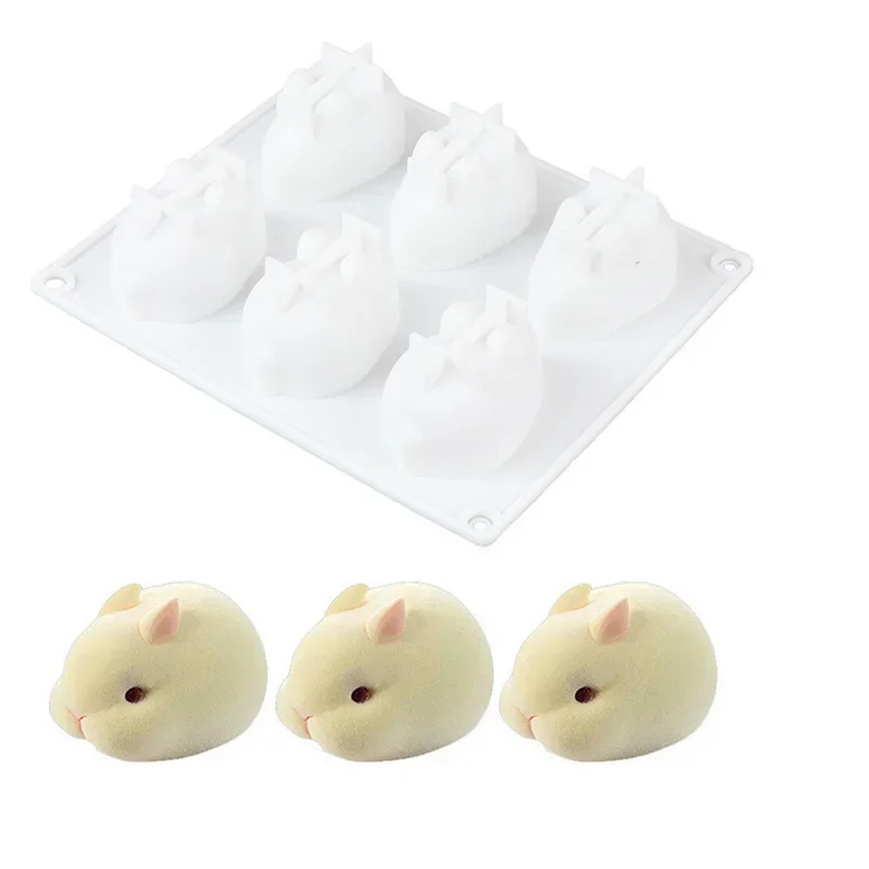 Moules à gâteaux lapin 3D en Silicone, moules de décoration de cuisson pour la cuisson de Mousse à D
