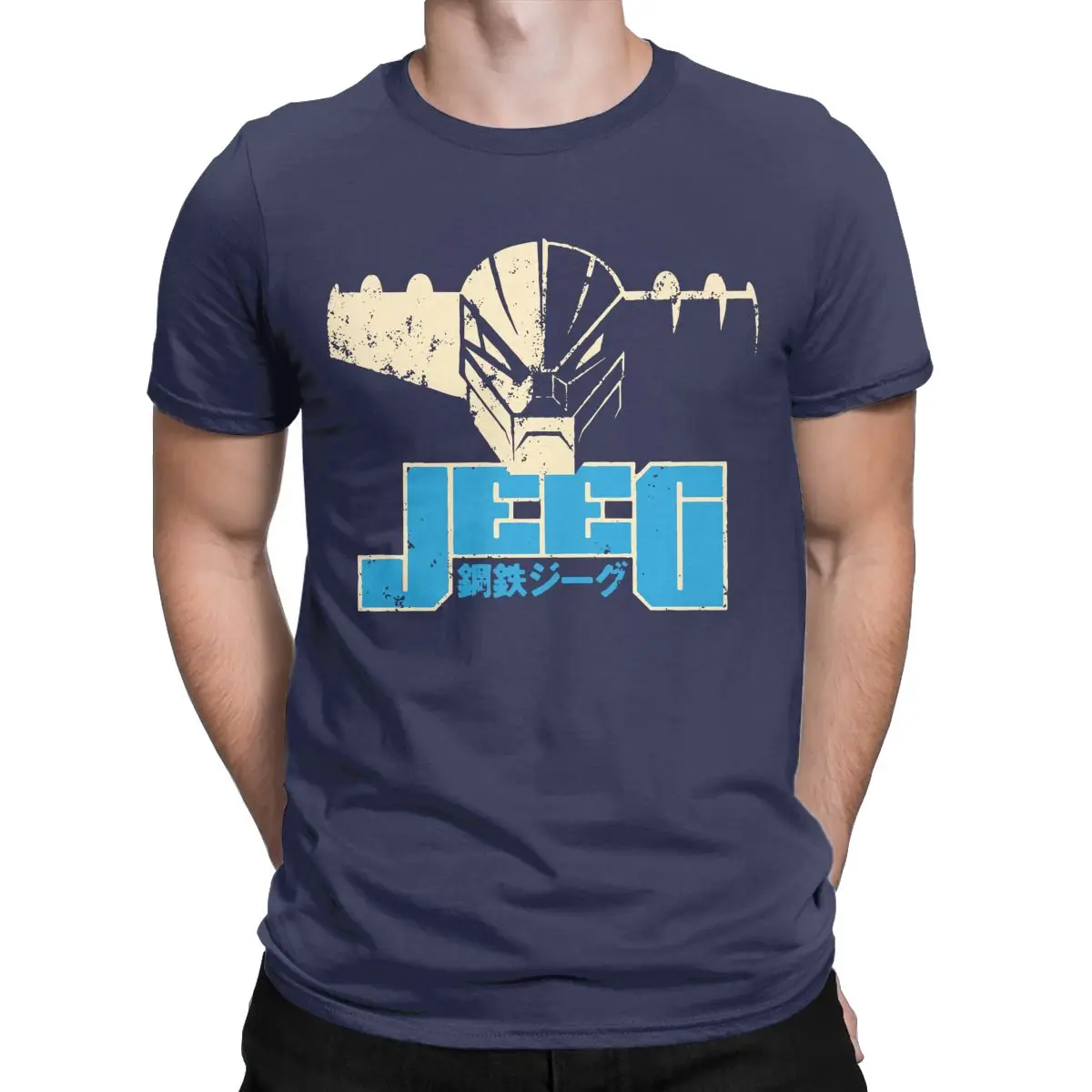 T-shirt à manches courtes pour homme, 100% coton, humoristique et Original, avec tête Jeeg en acier,