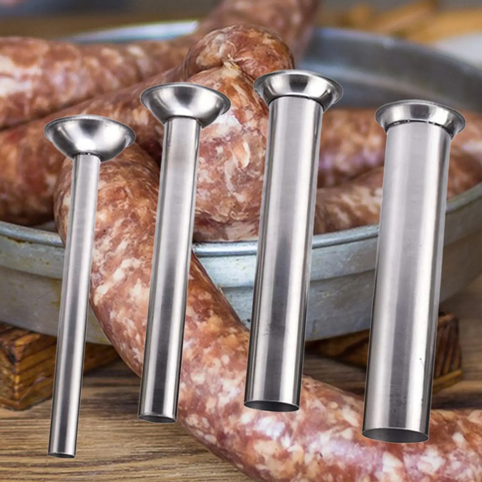 4x Tubes de remplissage pour saucisses, kits de fabrication de saucisses, entonnoirs à saucisses pou