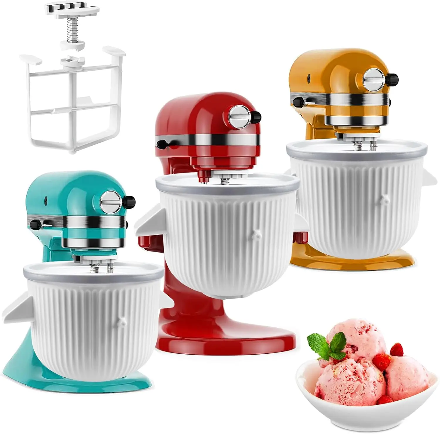 Accessoire de machine à crème glacée pour batteur sur socle KitchenAid, bol à crème glacée compatibl