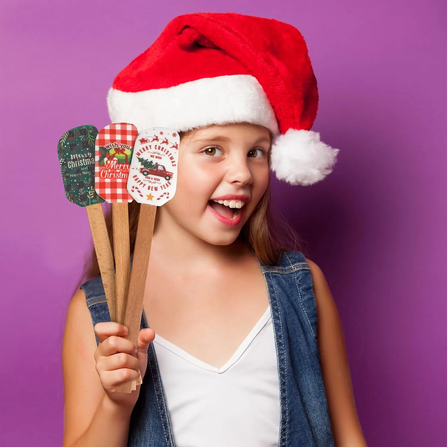 Spatule de Noël en silicone avec manche en bois – spécialement conçue pour les gâteaux
