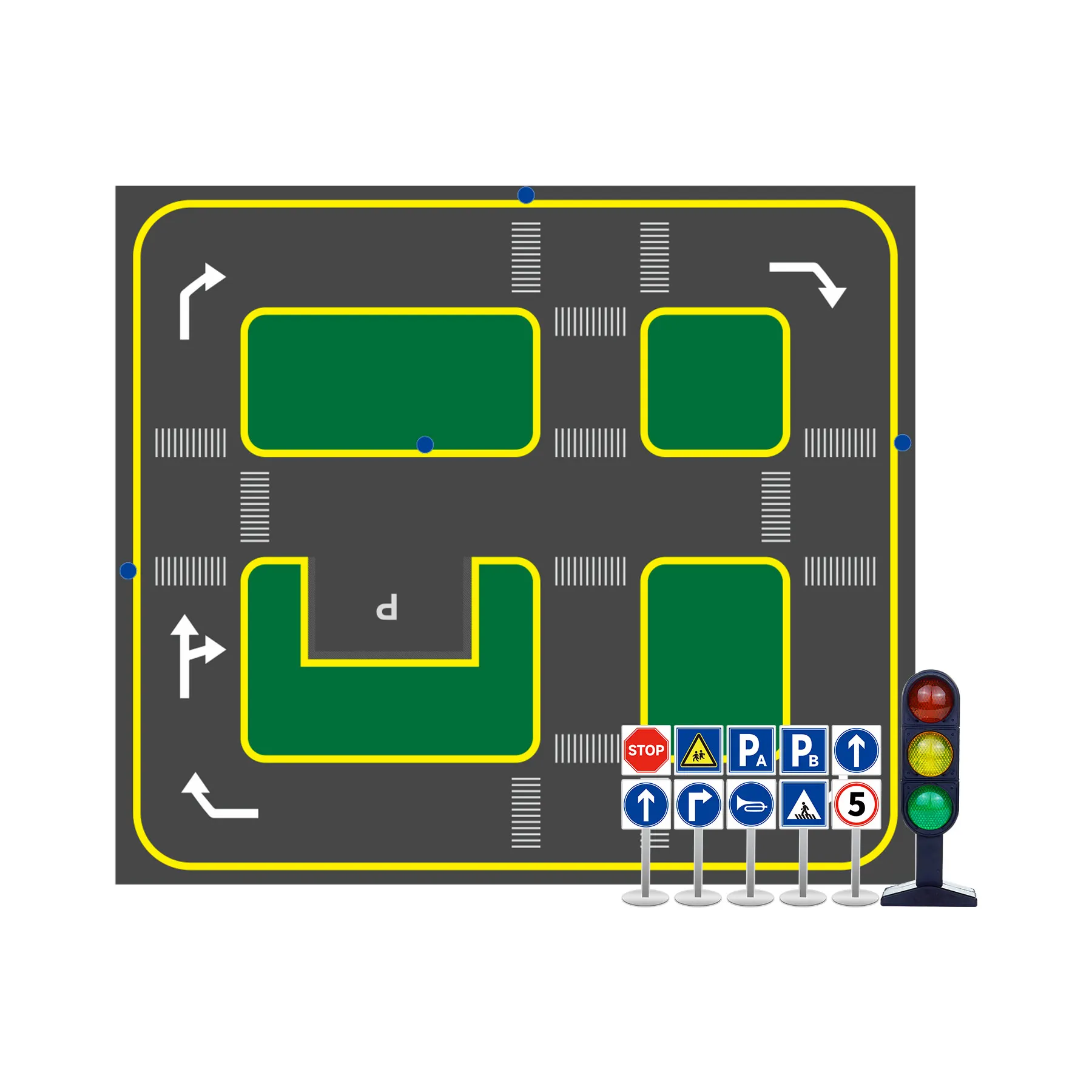 Yahboom – toile de processus d'impression UV pour carte de piste de pilote automatique, 2.8M x 3.2M, avec panneaux routiers et feux de circulation pour l'entraînement de voiture Robot ROS