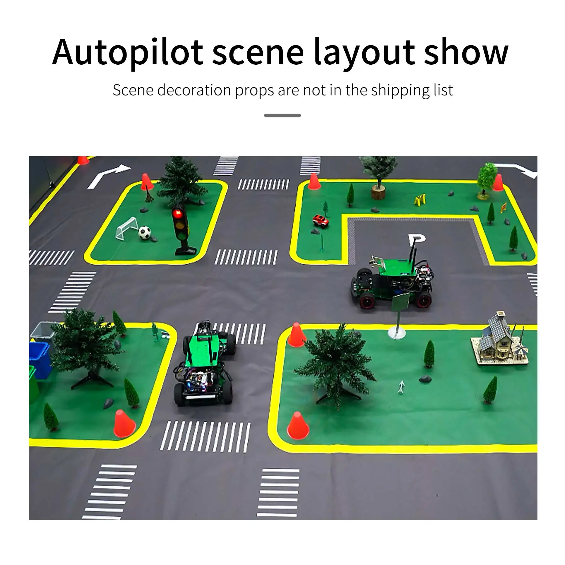Yahboom – toile de processus d'impression UV pour carte de piste de pilote automatique, 2.8M x 3.2M, avec panneaux routiers et feux de circulation pour l'entraînement de voiture Robot ROS