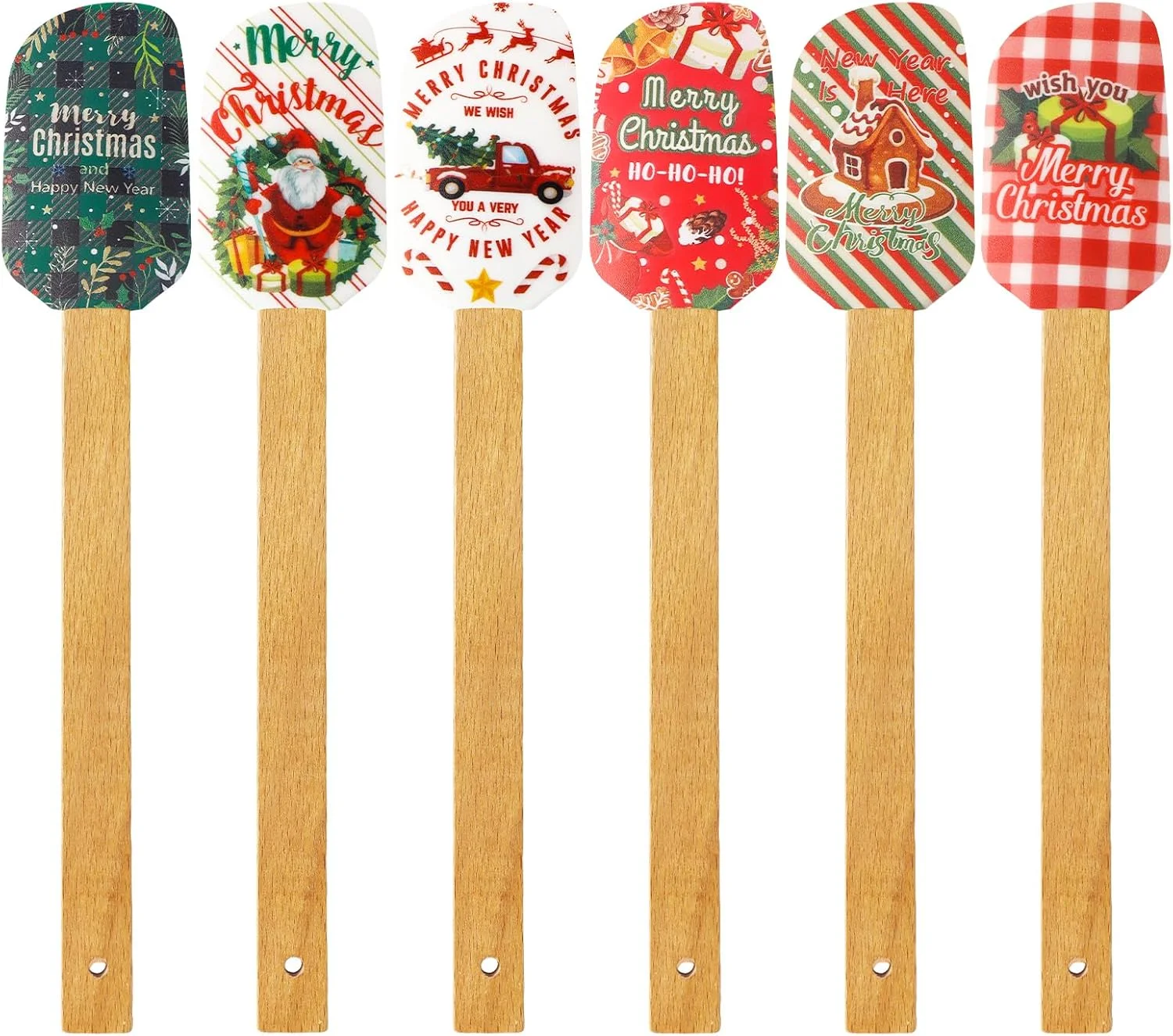 Spatule de Noël en silicone avec manche en bois – spécialement conçue pour les gâteaux