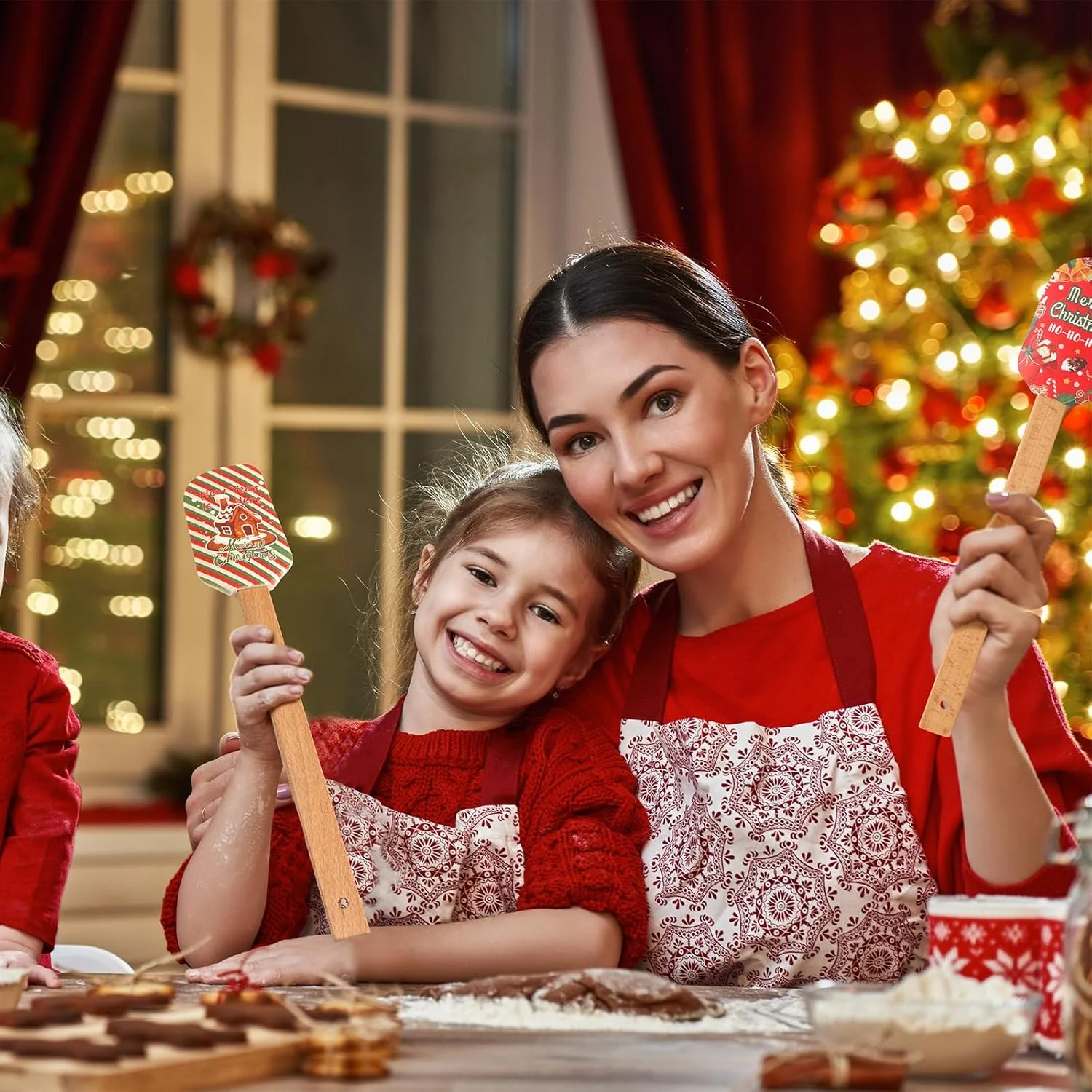 Spatule de Noël en silicone avec manche en bois – spécialement conçue pour les gâteaux