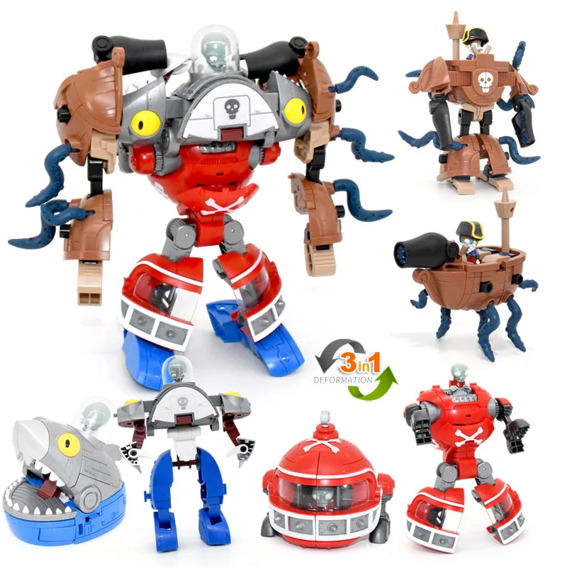Jouets de déformation d'assemblage 3 en 1 pour garçons, poupée Robot BOSS PVZ plante contre. Figurine éducative Zombie en PVC, modèle cadeau pour enfant