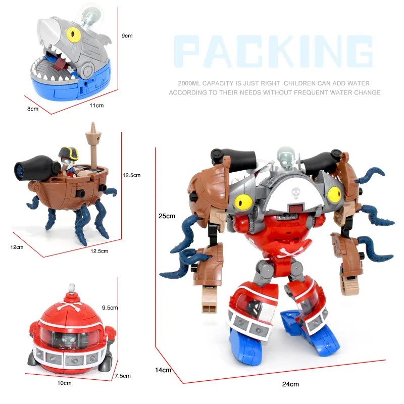 Jouets de déformation d'assemblage 3 en 1 pour garçons, poupée Robot BOSS PVZ plante contre. Figurine éducative Zombie en PVC, modèle cadeau pour enfant