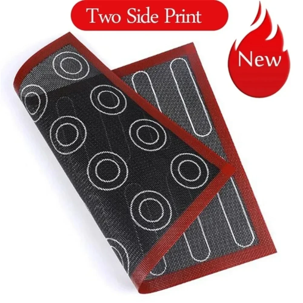Tapis de cuisson antiadhésif en Silicone, 30x40cm, impression double face dans un macaron, feuille perforée pour four à pâtisserie, gâteau