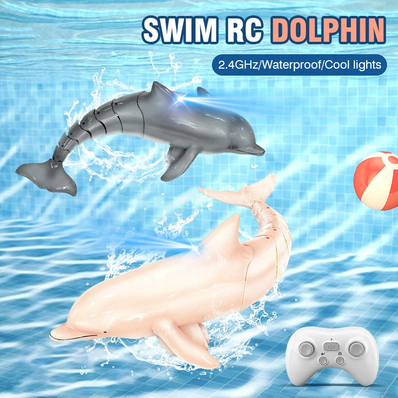 Bateau électrique dauphin RC 2.4G, avec lumières, Simulation de natation, dauphin, télécommande, hors-bord, piscine, jeu d'eau, jouets pour enfants, cadeaux