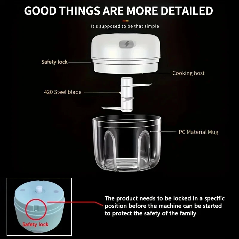 Hachoir à ail et viande rechargeable mini 250 ml 2026 – Durable et robuste