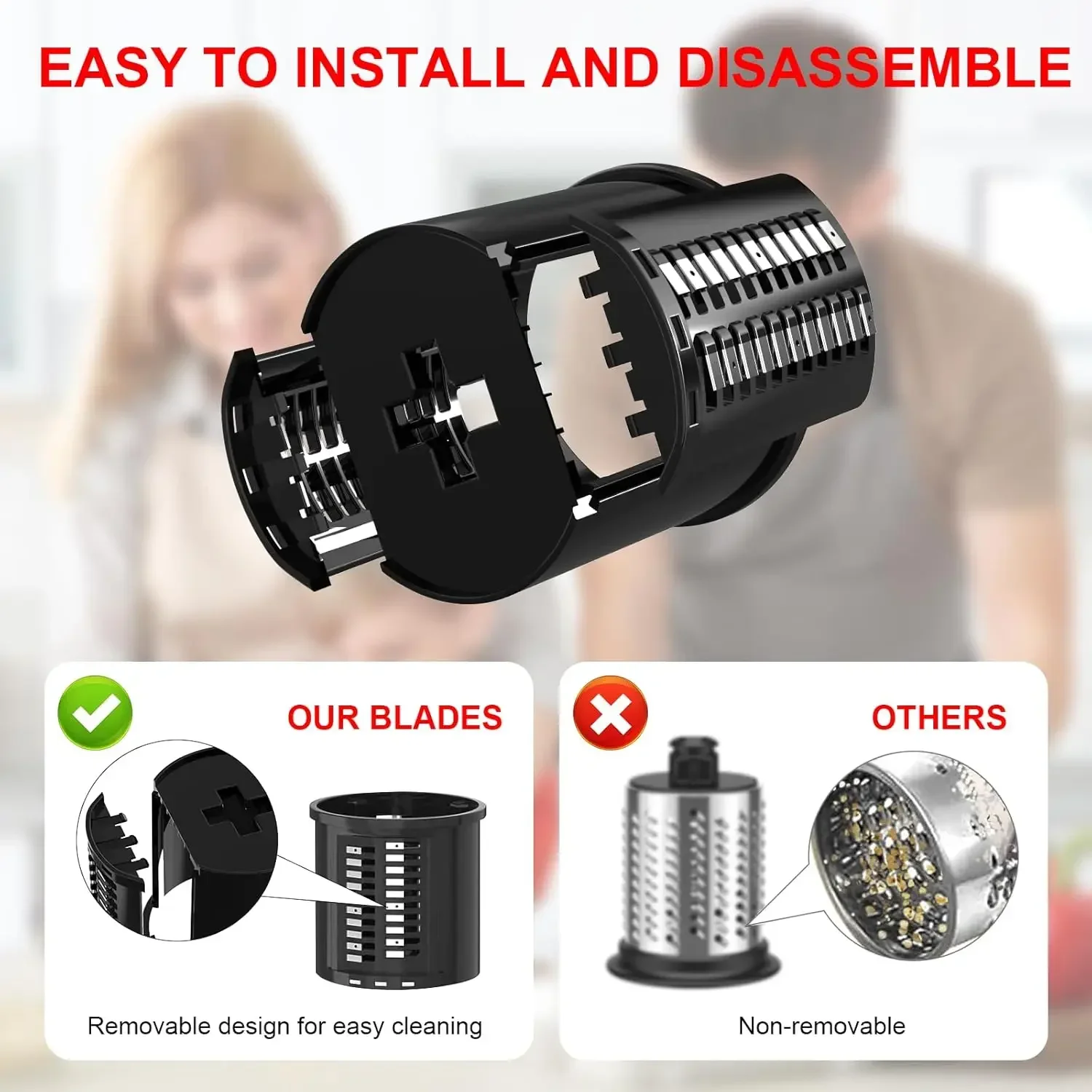 Accessoire de broyeur de trancheuse pour batteur sur socle KitchenAid avec 5 lames