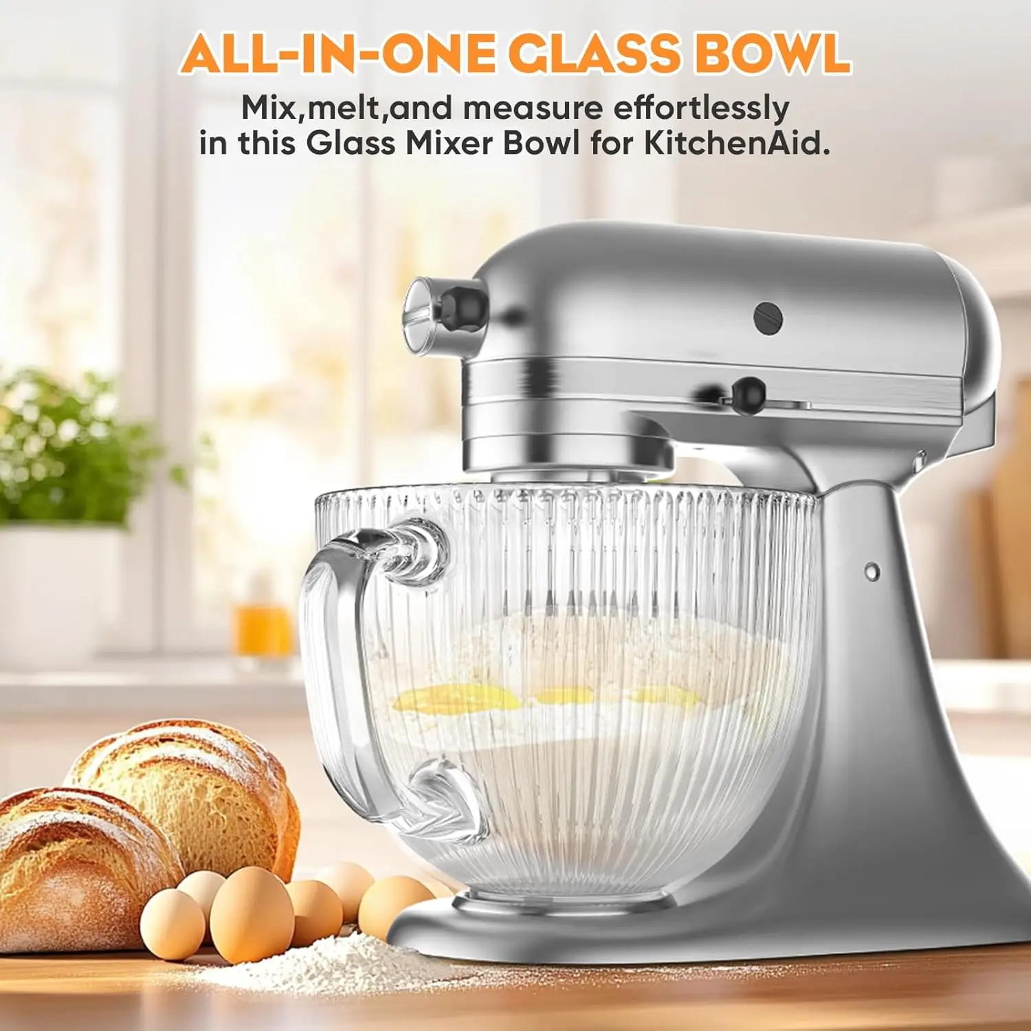 GVODE Bol en verre pour mélangeur Kitchenaid